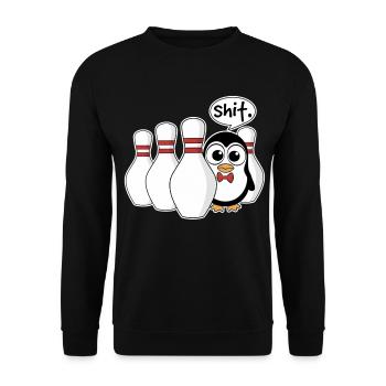 Penguin in the Cone – Shit Moment Shirt - Unisex Sweatshirt - black - Front - Alina (178cm) & Michal (187cm)