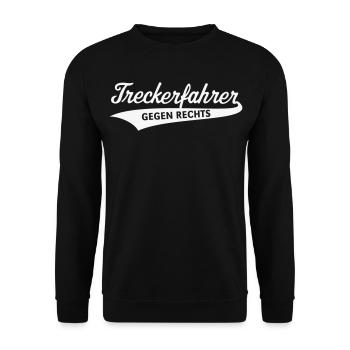 Treckerfahrer Gegen Rechts (Trecker Traktor / V4W) - Unisex Pullover - Schwarz - Vorne - Alina (178cm) & Michal (187cm)