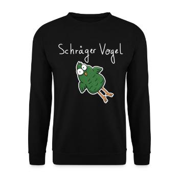 Schräger Vogel – Lustiger Cartoon Spruch - Unisex Pullover - Schwarz - Vorne - Alina (178cm) & Michal (187cm)