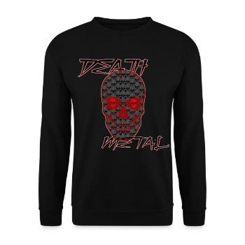 Death Metal rotes Schädel Design - Unisex Pullover - Schwarz - Vorne - Alina (178cm) & Michal (187cm)