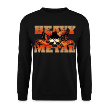 Heavy Metal Schädel mit Hörnern - Unisex Pullover - Schwarz - Vorne - Alina (178cm) & Michal (187cm)