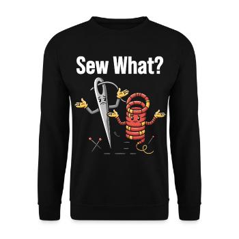Sew What Lustiges Nähmaschinen Motiv - Unisex Pullover - Schwarz - Vorne - Alina (178cm) & Michal (187cm)