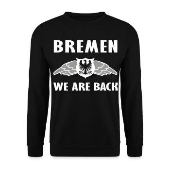 Bremen We Are Back Adler Wappen - Unisex Pullover - Schwarz - Vorne - Alina (178cm) & Michal (187cm)