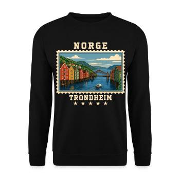 Norwegen Trondheim Vintage Reisemarke - Unisex Pullover - Schwarz - Vorne - Alina (178cm) & Michal (187cm)