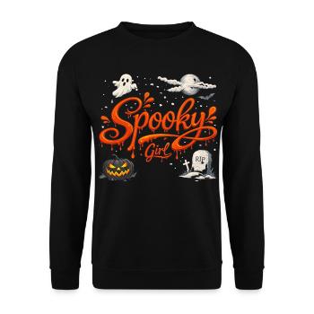 Spooky Girl Shirt Retro Halloween-Shirts Frauen - Unisex Pullover - Schwarz - Vorne - Alina (178cm) & Michal (187cm)