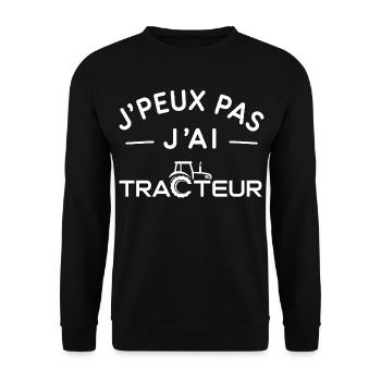 Tracteur Humour Cadeau Passionné d'Agriculture - Sweat-shirt Unisexe - noir - Devant - Alina (178cm) & Michal (187cm)