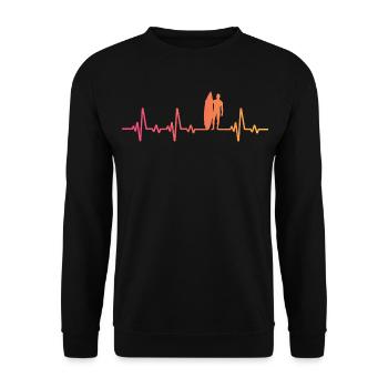 Surf Sunset Heartbeat Surfer Gift - Unisex Sweatshirt - black - Front - Alina (178cm) & Michal (187cm)