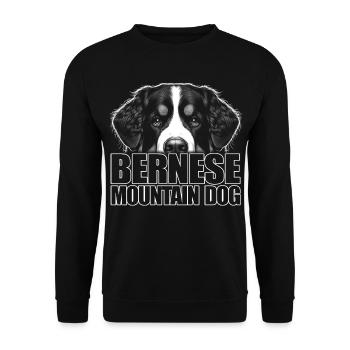 Berner Sennenhund Porträt mit Schriftzug - Unisex Pullover - Schwarz - Vorne - Alina (178cm) & Michal (187cm)