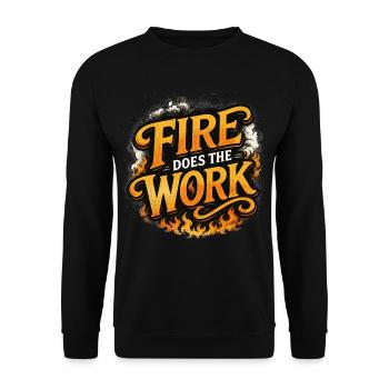 Fire Does The Work - Unisex Pullover - Schwarz - Vorne - Alina (178cm) & Michal (187cm)