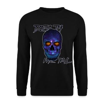 Kosmischer Death Metal Totenschädel - Unisex Pullover - Schwarz - Vorne - Alina (178cm) & Michal (187cm)