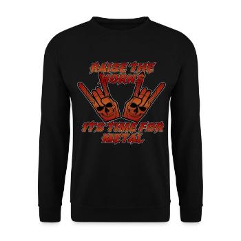 Raise the Horns Metall‑Statement - Unisex Pullover - Schwarz - Vorne - Alina (178cm) & Michal (187cm)