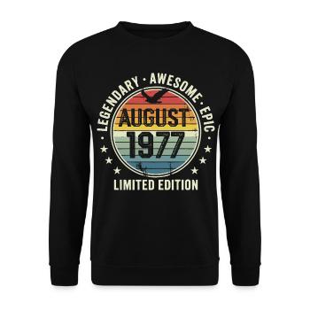 Legendäres Retro-Vintage-Jubiläum im August 1977 - Unisex Pullover - Schwarz - Vorne - Alina (178cm) & Michal (187cm)