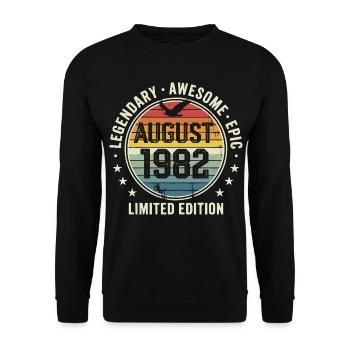 Legendäres Retro-Vintage-Jubiläum im August 1982 - Unisex Pullover - Schwarz - Vorne - Alina (178cm) & Michal (187cm)