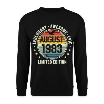 Légendaire Août 1983 Anniversaire Vintage Rétro - Sweat-shirt Unisexe - noir - Devant - Alina (178cm) & Michal (187cm)