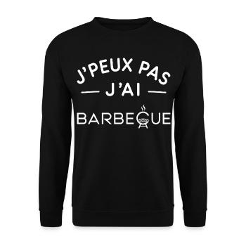 Barbecue Humour Idée Cadeau Grillades entre Amis - Sweat-shirt Unisexe - noir - Devant - Alina (178cm) & Michal (187cm)