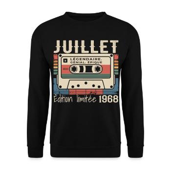 Juillet 1968 Cadeau Anniversaire Juillet 1968  - Sweat-shirt Unisexe - noir - Devant - Alina (178cm) & Michal (187cm)
