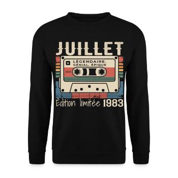 Juillet 1983 Cadeau Anniversaire Juillet 1983  - Sweat-shirt Unisexe - noir - Devant - Alina (178cm) & Michal (187cm)