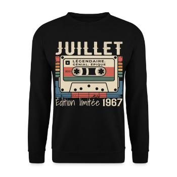 Juillet 1967 Cadeau Anniversaire Juillet 1967  - Sweat-shirt Unisexe - noir - Devant - Alina (178cm) & Michal (187cm)
