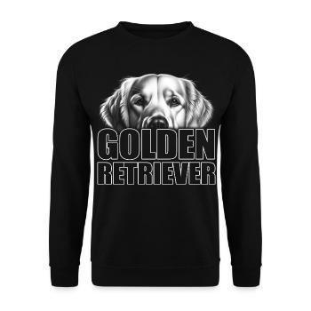 Golden Retriever Porträt mit Schriftzug - Unisex Pullover - Schwarz - Vorne - Alina (178cm) & Michal (187cm)