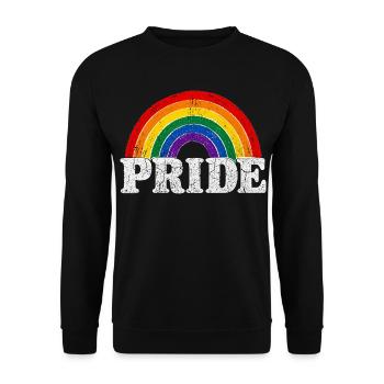 Pride Rainbow Vintage Regenbogen Shirt Sticker - Unisex Pullover - Schwarz - Vorne - Alina (178cm) & Michal (187cm)