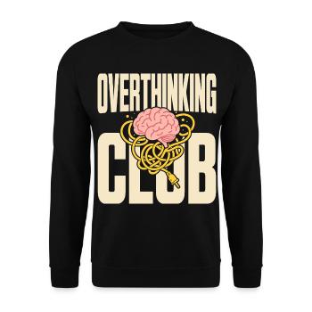 Overthinking Club mit Gedankenchaos - Unisex Pullover - Schwarz - Vorne - Alina (178cm) & Michal (187cm)