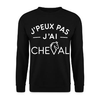 Cheval Humour Cadeau Passionné d'Équitation - Sweat-shirt Unisexe - noir - Devant - Alina (178cm) & Michal (187cm)