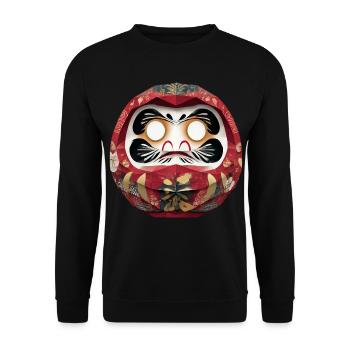 Blumenkreis-Daruma im Feststil Daruma Origami - Unisex Pullover - Schwarz - Vorne - Alina (178cm) & Michal (187cm)