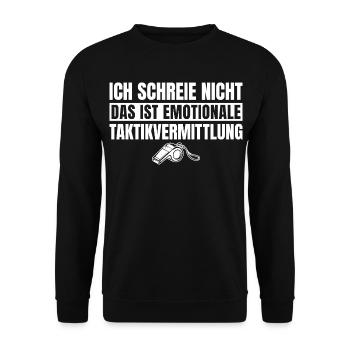 Fußballtrainer Emotionale Taktikvermittlung Spruch - Unisex Pullover - Schwarz - Vorne - Alina (178cm) & Michal (187cm)