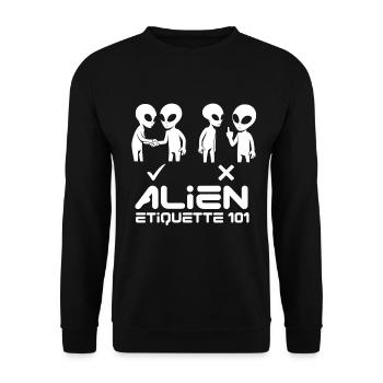 Alien Etqiuette 101 Blanc - Sweat-shirt Unisexe - noir - Devant - Alina (178cm) & Michal (187cm)