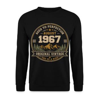 August 1967 Original Geburtstag Vintage Mountain - Unisex Pullover - Schwarz - Vorne - Alina (178cm) & Michal (187cm)