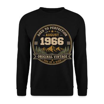 August 1966 Original Geburtstag Vintage Mountain - Unisex Pullover - Schwarz - Vorne - Alina (178cm) & Michal (187cm)