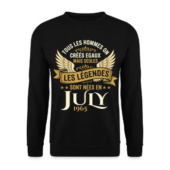 Légende Née En Juillet 1965 Anniversaire - Sweat-shirt Unisexe - noir - Devant - Alina (178cm) & Michal (187cm)