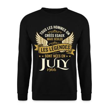 Légende Née En Juillet 1966 Anniversaire - Sweat-shirt Unisexe - noir - Devant - Alina (178cm) & Michal (187cm)