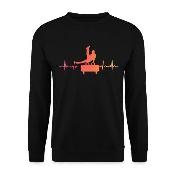 Gymnastik Sonnenuntergangs-Herzschlagturnerin - Unisex Pullover - Schwarz - Vorne - Alina (178cm) & Michal (187cm)