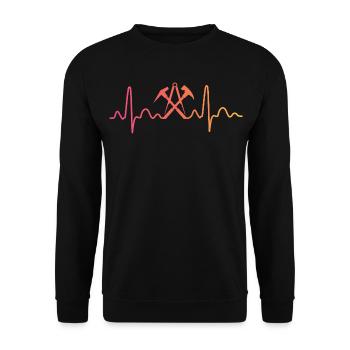 Sunset Dachdecker Herzschlag-Dachdecker - Unisex Pullover - Schwarz - Vorne - Alina (178cm) & Michal (187cm)