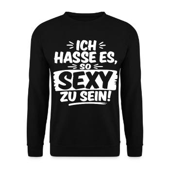 Ich hasse es, so sexy zu sein - Unisex Pullover - Schwarz - Vorne - Alina (178cm) & Michal (187cm)