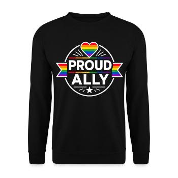 Proud Ally für Pride Unterstützer LGBTQ CSD Outfit - Unisex Pullover - Schwarz - Vorne - Alina (178cm) & Michal (187cm)