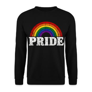 Pride Regenbogen für LGBTQ Fans Retro LQBTQ CSD - Unisex Pullover - Schwarz - Vorne - Alina (178cm) & Michal (187cm)