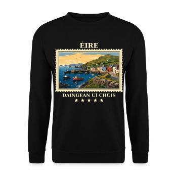 Irland Dingle Vintage Reisemarke - Unisex Pullover - Schwarz - Vorne - Alina (178cm) & Michal (187cm)