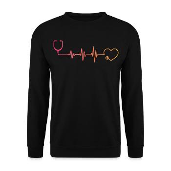 Stethoscope Nurse Sunset heartbeat Doctor - Unisex Sweatshirt - black - Front - Alina (178cm) & Michal (187cm)
