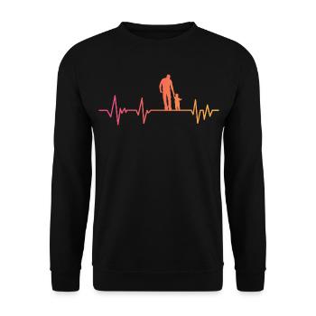 Vater und Sohn Herzschlag Geschenk Vater Sohn - Unisex Pullover - Schwarz - Vorne - Alina (178cm) & Michal (187cm)