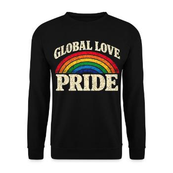 Global Love Pride Regenbogen Vintage T-Shirt  - Unisex Pullover - Schwarz - Vorne - Alina (178cm) & Michal (187cm)