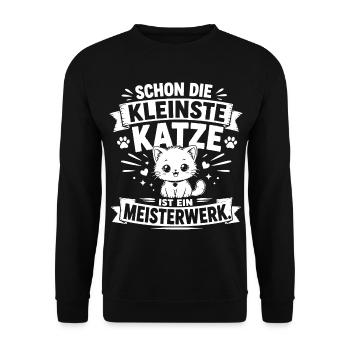 Schon die kleinste Katze ist ein Meisterwerk - Unisex Pullover - Schwarz - Vorne - Alina (178cm) & Michal (187cm)