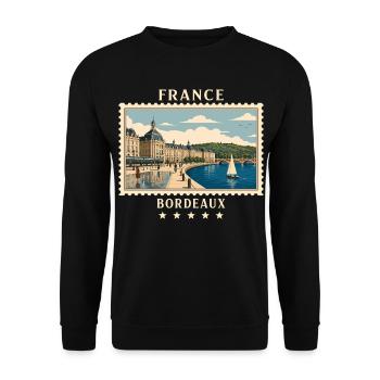 Frankreich Bordeaux Vintage Reisemarke - Unisex Pullover - Schwarz - Vorne - Alina (178cm) & Michal (187cm)
