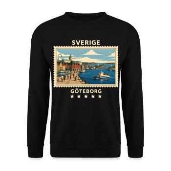 Schweden Göteborg Vintage Reisemarke - Unisex Pullover - Schwarz - Vorne - Alina (178cm) & Michal (187cm)