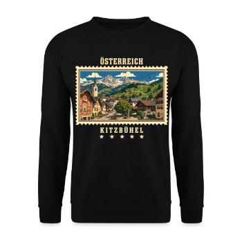 Österreich Kitzbühel Vintage Reisemarke - Unisex Pullover - Schwarz - Vorne - Alina (178cm) & Michal (187cm)