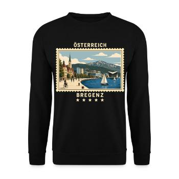 Österreich Bregenz Vintage Reisemarke - Unisex Pullover - Schwarz - Vorne - Alina (178cm) & Michal (187cm)