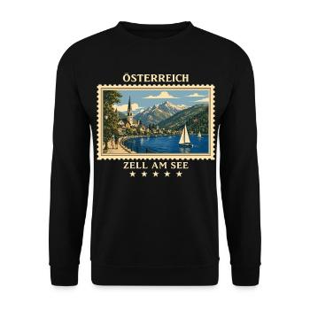 Österreich Zell am See Vintage Reisemarke - Unisex Pullover - Schwarz - Vorne - Alina (178cm) & Michal (187cm)