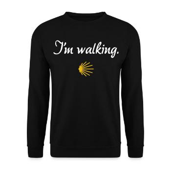 I'm walking | Way of St. James, Pilgrims, Santiago - Unisex Sweatshirt - black - Front - Alina (178cm) & Michal (187cm)