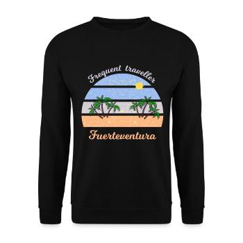 Frequent Traveler Fuerteventura Retro - Unisex Pullover - Schwarz - Vorne - Alina (178cm) & Michal (187cm)